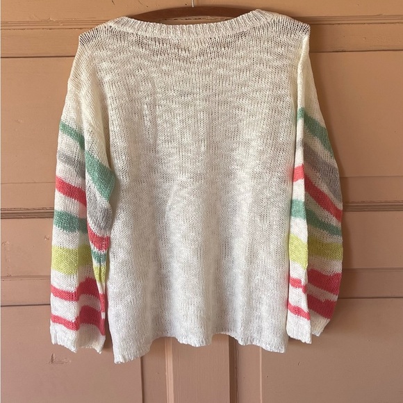 Relaxed Pink and Green Lose Fitting Sweatshirt Casual Style Pullover. - Picture 6 of 11